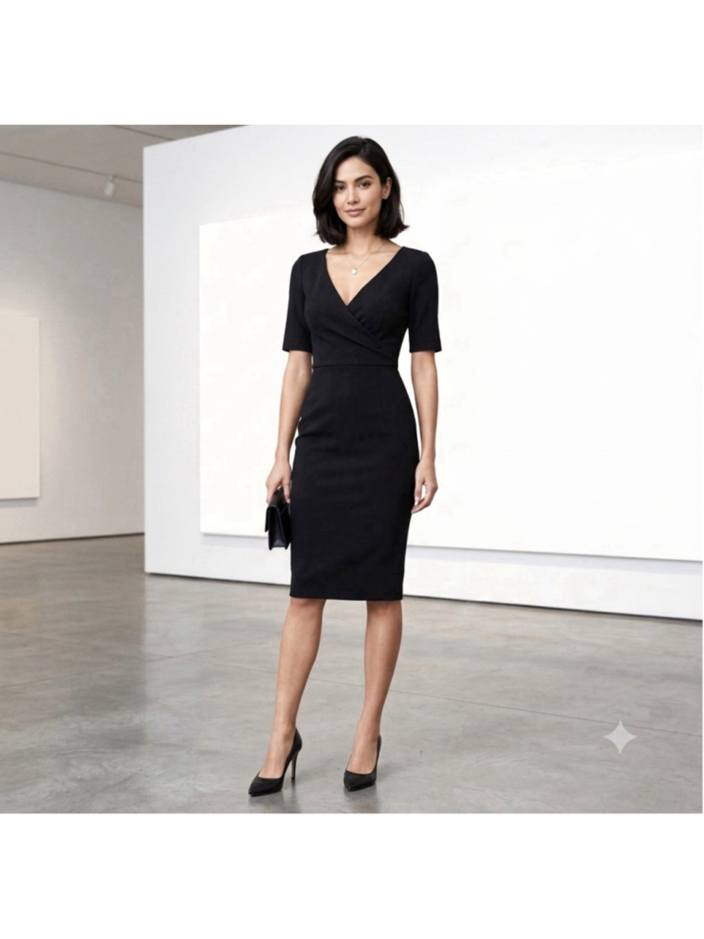 Moschino Cheap and Chic Black Wool Short Sleeve Shift Dress Sz 8